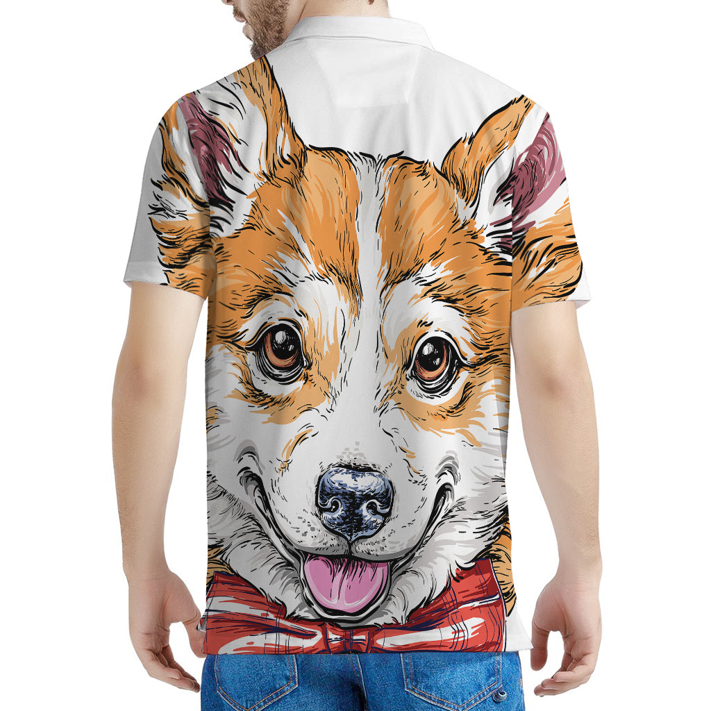 Hipster Pembroke Welsh Corgi Print Men's Polo Shirt
