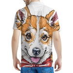 Hipster Pembroke Welsh Corgi Print Men's Polo Shirt