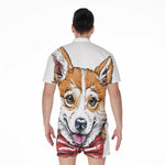 Hipster Pembroke Welsh Corgi Print Men's Rompers