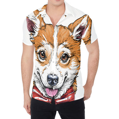 Hipster Pembroke Welsh Corgi Print Men's Shirt