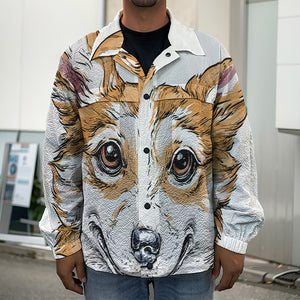 Hipster Pembroke Welsh Corgi Print Men's Shirt Jacket