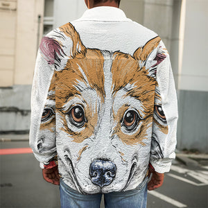 Hipster Pembroke Welsh Corgi Print Men's Shirt Jacket