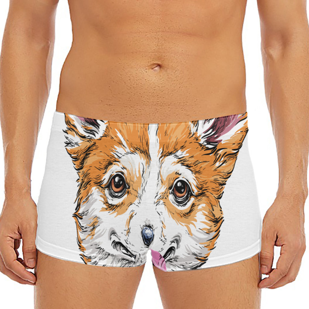 Hipster Pembroke Welsh Corgi Print Men's Short Boxer Briefs