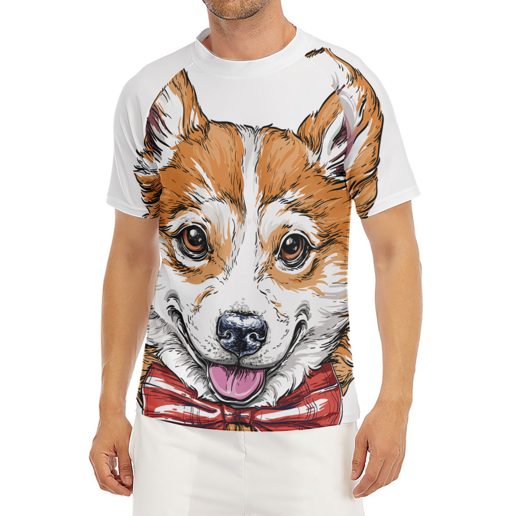 Hipster Pembroke Welsh Corgi Print Men's Short Sleeve Rash Guard