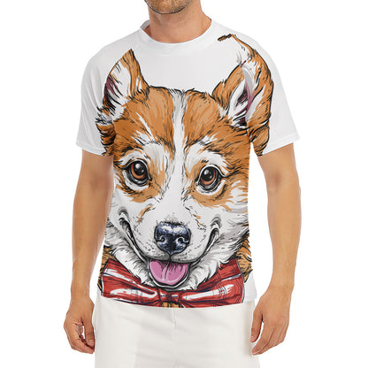 Hipster Pembroke Welsh Corgi Print Men's Short Sleeve Rash Guard