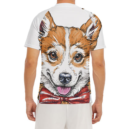Hipster Pembroke Welsh Corgi Print Men's Short Sleeve Rash Guard