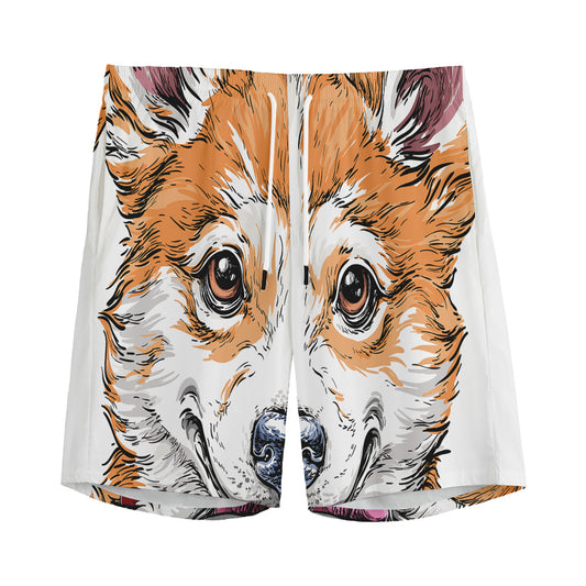 Hipster Pembroke Welsh Corgi Print Men's Sports Shorts