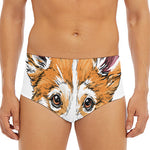 Hipster Pembroke Welsh Corgi Print Men's Triangle Swim Briefs
