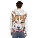 Hipster Pembroke Welsh Corgi Print Men's Velvet Pullover Hoodie
