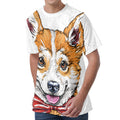Hipster Pembroke Welsh Corgi Print Men's Velvet T-Shirt