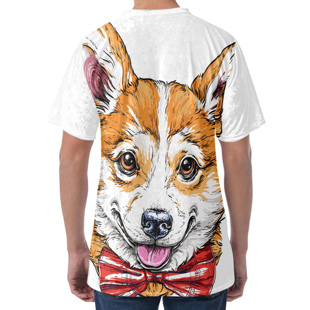 Hipster Pembroke Welsh Corgi Print Men's Velvet T-Shirt