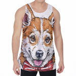 Hipster Pembroke Welsh Corgi Print Men's Velvet Tank Top