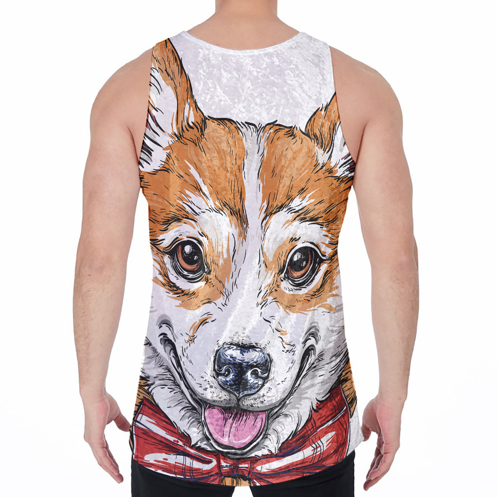 Hipster Pembroke Welsh Corgi Print Men's Velvet Tank Top