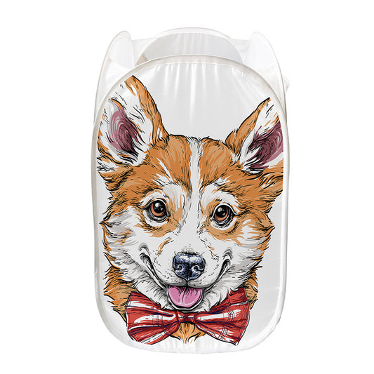 Hipster Pembroke Welsh Corgi Print Mesh Laundry Hamper