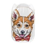 Hipster Pembroke Welsh Corgi Print Mesh Laundry Hamper