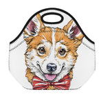 Hipster Pembroke Welsh Corgi Print Neoprene Lunch Bag
