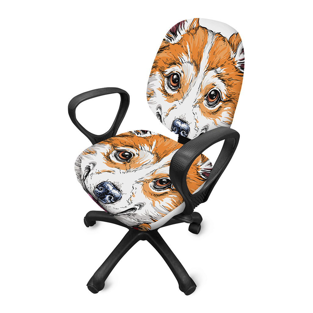 Hipster Pembroke Welsh Corgi Print Office Chair Cover