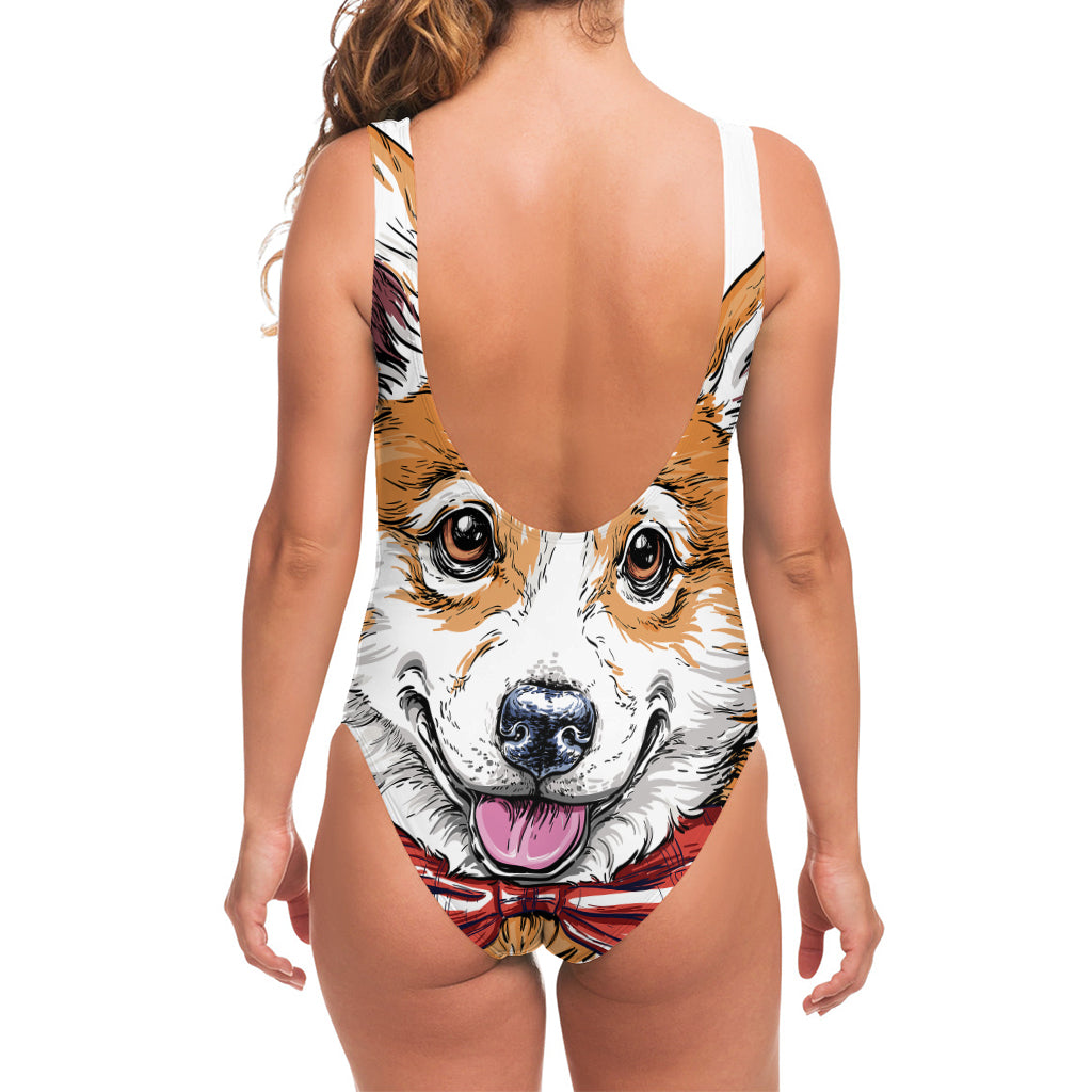 Hipster Pembroke Welsh Corgi Print One Piece Swimsuit