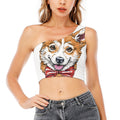 Hipster Pembroke Welsh Corgi Print One Shoulder Crop Top