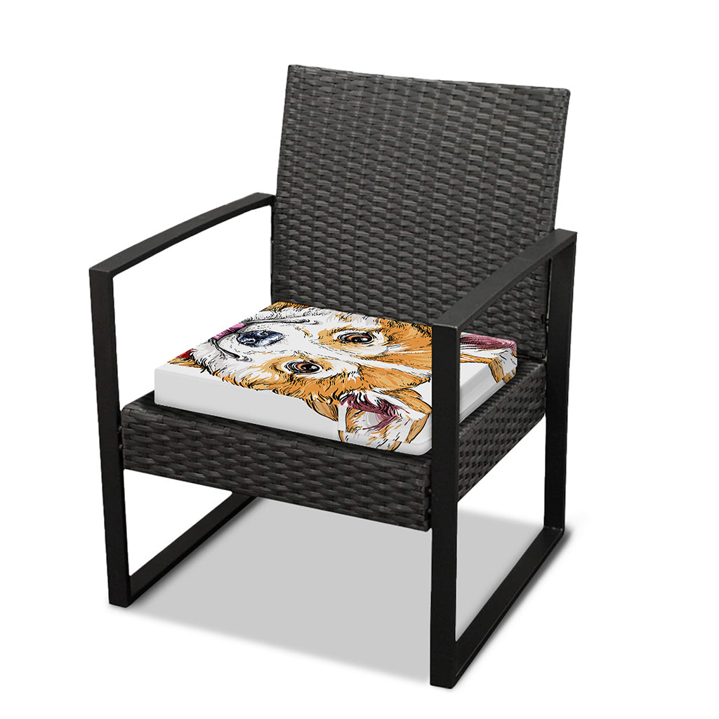 Hipster Pembroke Welsh Corgi Print Outdoor Seat Cushion Cover