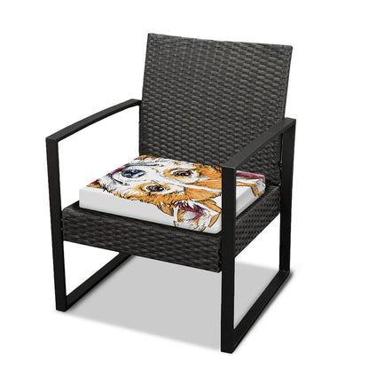 Hipster Pembroke Welsh Corgi Print Outdoor Seat Cushion Cover