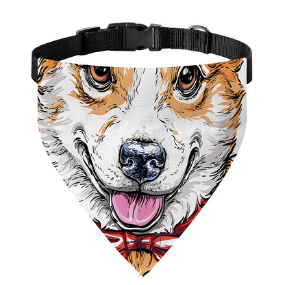 Hipster Pembroke Welsh Corgi Print Over The Collar Dog Bandana