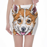 Hipster Pembroke Welsh Corgi Print Pencil Mini Skirt