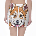 Hipster Pembroke Welsh Corgi Print Pencil Mini Skirt
