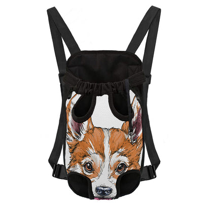 Hipster Pembroke Welsh Corgi Print Pet Carrier Backpack