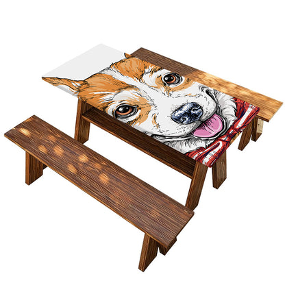 Hipster Pembroke Welsh Corgi Print Picnic Table Cover