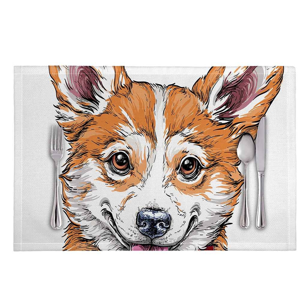 Hipster Pembroke Welsh Corgi Print Placemat