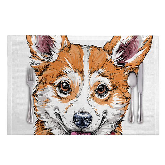 Hipster Pembroke Welsh Corgi Print Placemat
