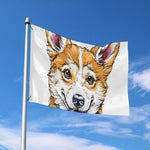 Hipster Pembroke Welsh Corgi Print Polyester Flag