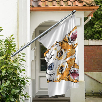 Hipster Pembroke Welsh Corgi Print Polyester Flag
