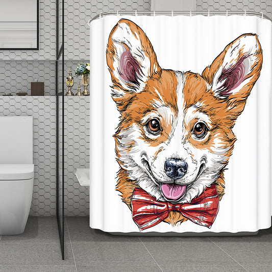 Hipster Pembroke Welsh Corgi Print Polyester Shower Curtain