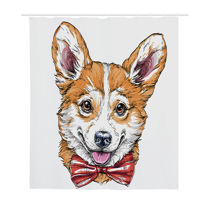 Hipster Pembroke Welsh Corgi Print Polyester Shower Curtain