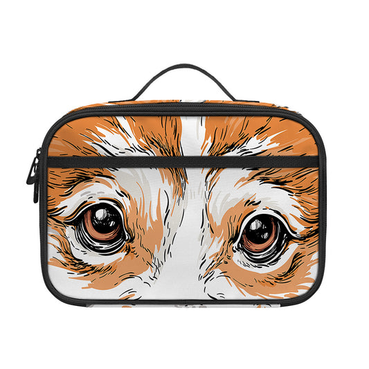 Hipster Pembroke Welsh Corgi Print Portable Lunch Bag