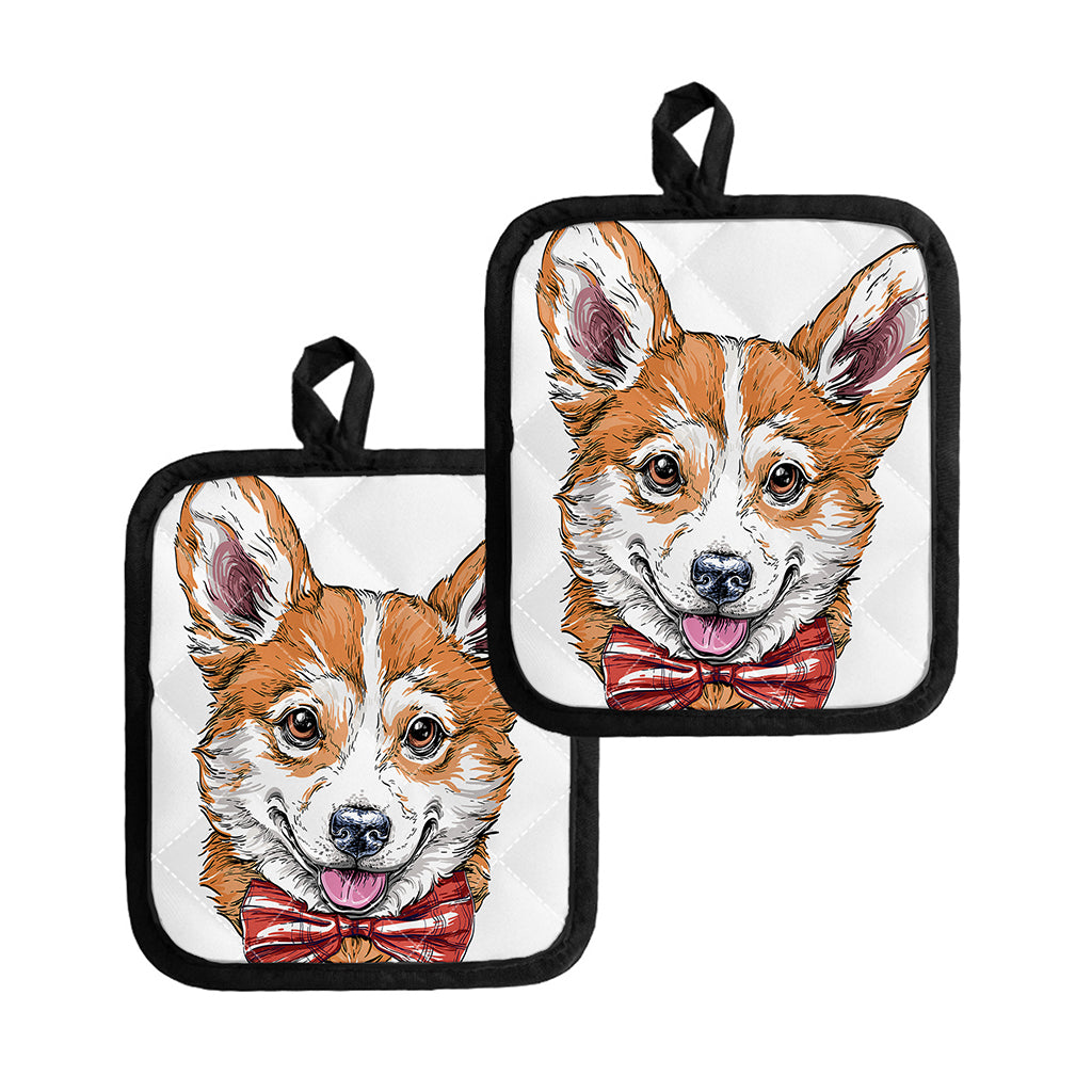 Hipster Pembroke Welsh Corgi Print Pot Holders