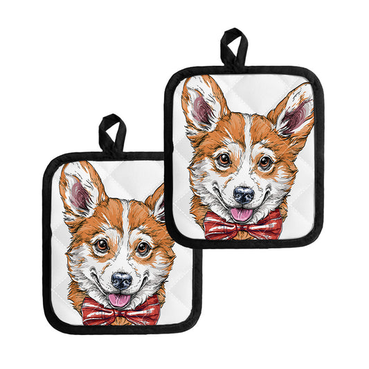 Hipster Pembroke Welsh Corgi Print Pot Holders