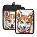 Hipster Pembroke Welsh Corgi Print Pot Holders With Pocket