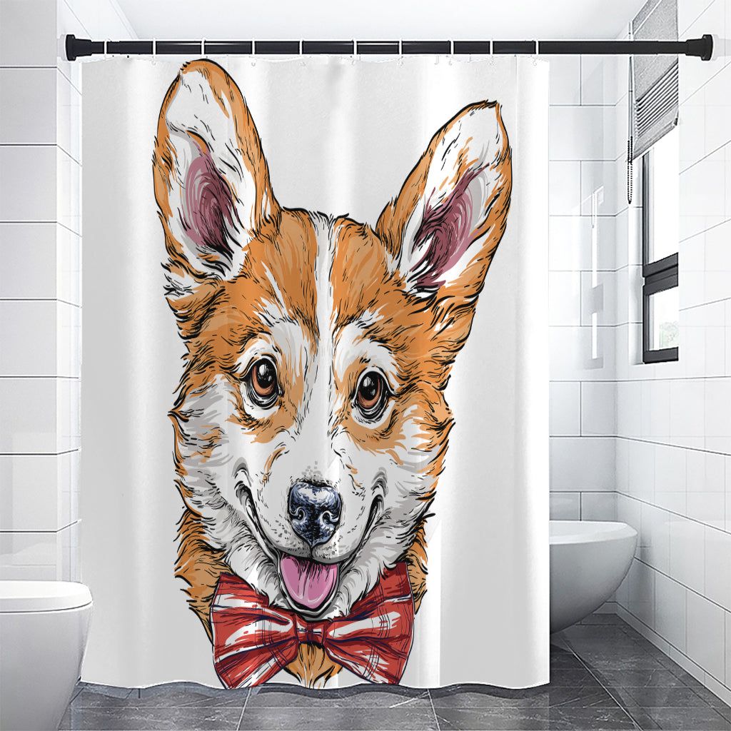 Hipster Pembroke Welsh Corgi Print Premium Shower Curtain