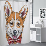 Hipster Pembroke Welsh Corgi Print Premium Shower Curtain