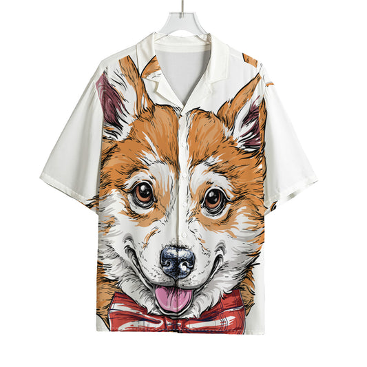 Hipster Pembroke Welsh Corgi Print Rayon Hawaiian Shirt