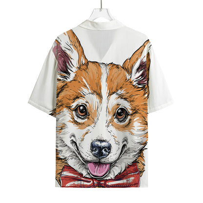 Hipster Pembroke Welsh Corgi Print Rayon Hawaiian Shirt