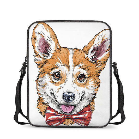 Hipster Pembroke Welsh Corgi Print Rectangular Crossbody Bag