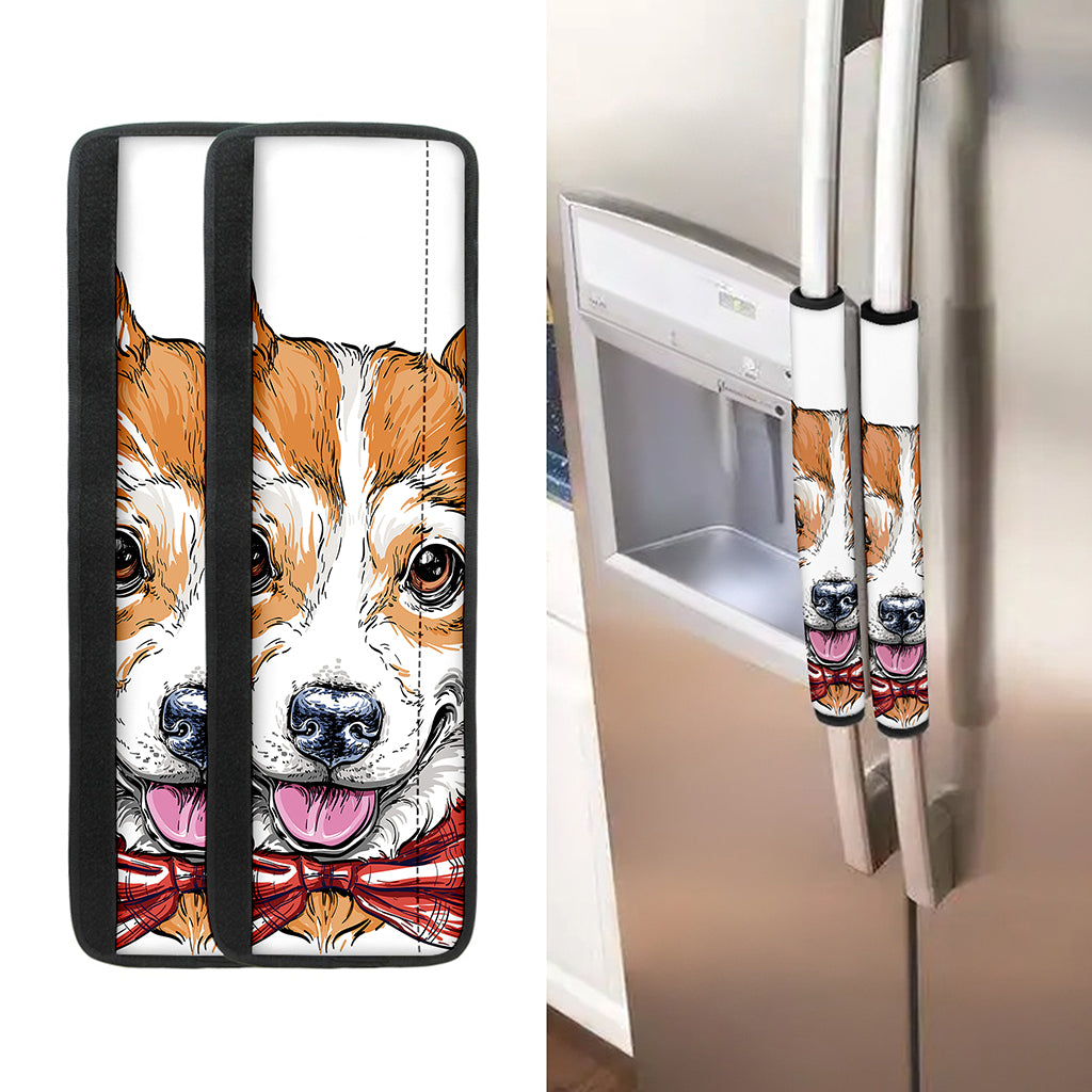 Hipster Pembroke Welsh Corgi Print Refrigerator Handle Covers