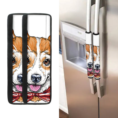 Hipster Pembroke Welsh Corgi Print Refrigerator Handle Covers