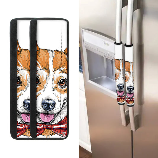 Hipster Pembroke Welsh Corgi Print Refrigerator Handle Covers