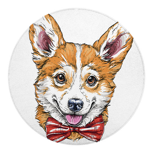 Hipster Pembroke Welsh Corgi Print Round Blanket
