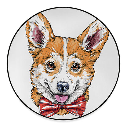 Hipster Pembroke Welsh Corgi Print Round Floor Mat